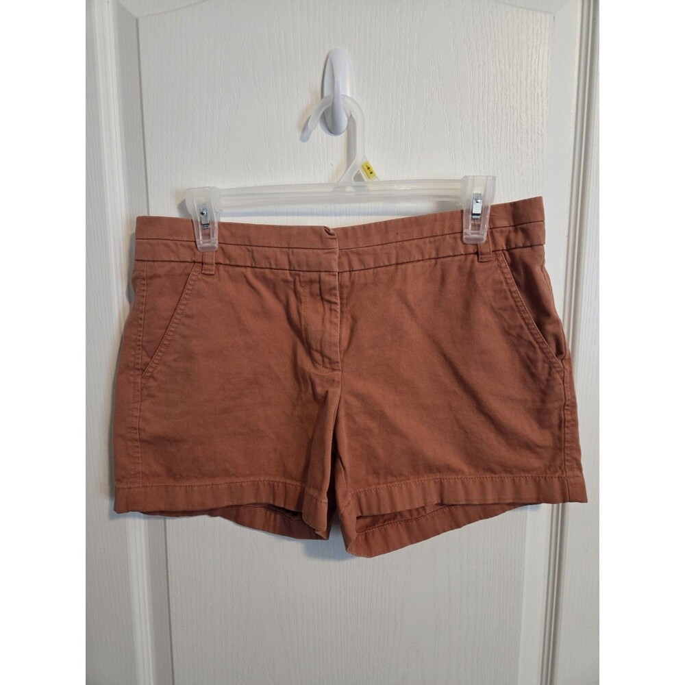 J.CREW Women's Chino Shorts pinkish red Cotton Mid Rise Pockets Size 4  111